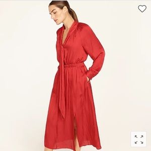 J. Crew Featherweight satin tie neck dress